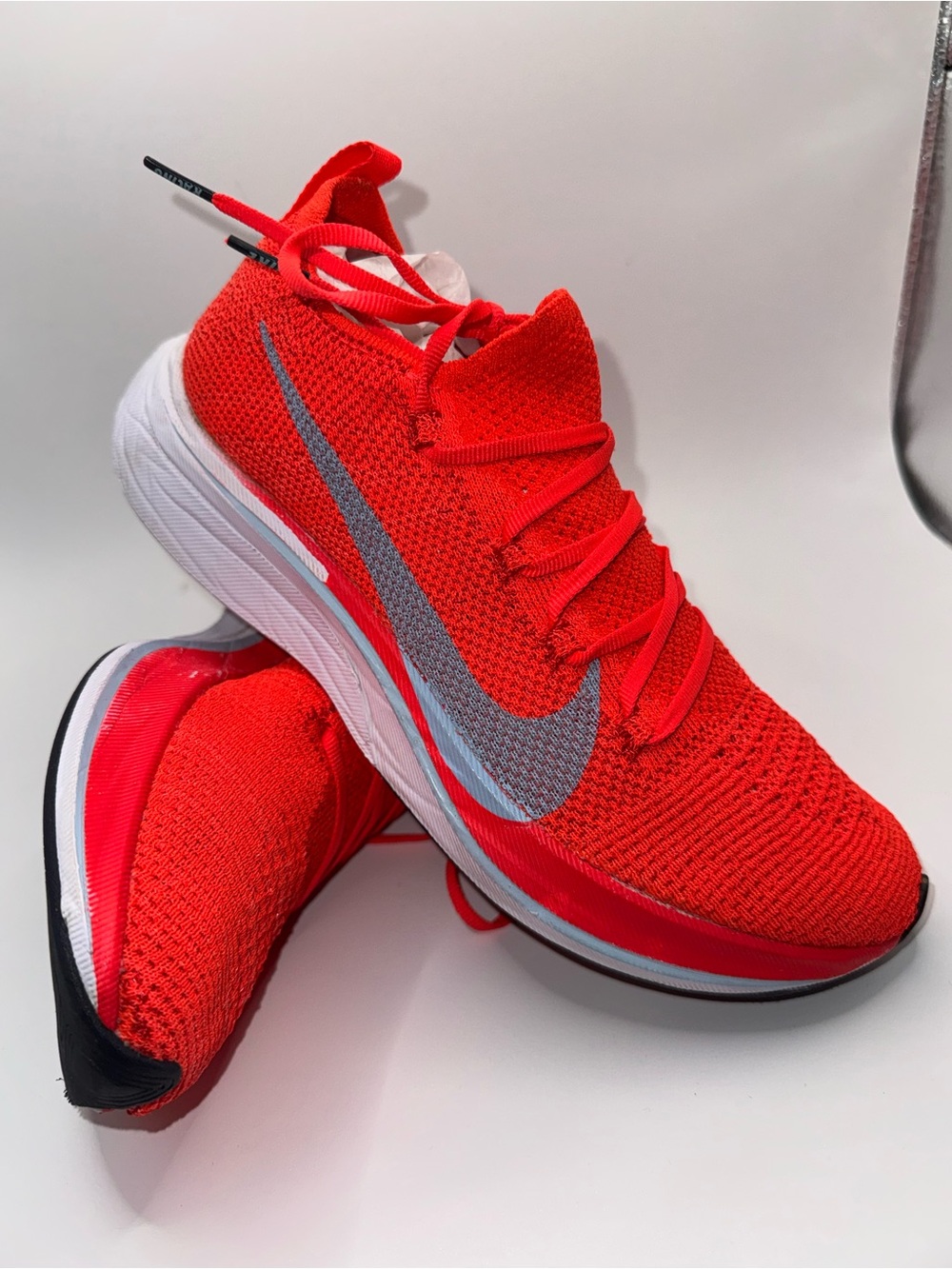 Nike Vaporfly 4% Flyknit Bright Crimson Orange Running Shoes Mens 7 Womens 8.5